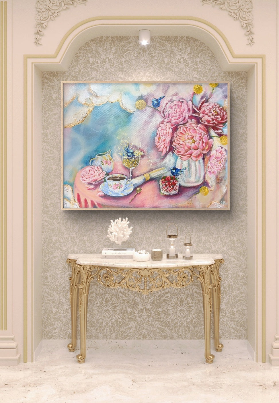 The Wren-Ovated Bird Bath — Art Print
