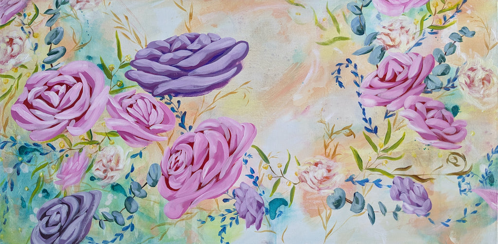 SOLD OUT | Spring Roses Pink Waltz | 101cm x 51cm | Original Acrylic