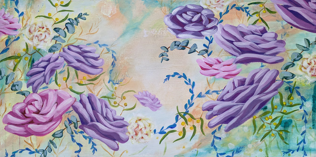 SOLD OUT | Spring Roses Purple Waltz | 101cm x 51cm | Original Acrylic