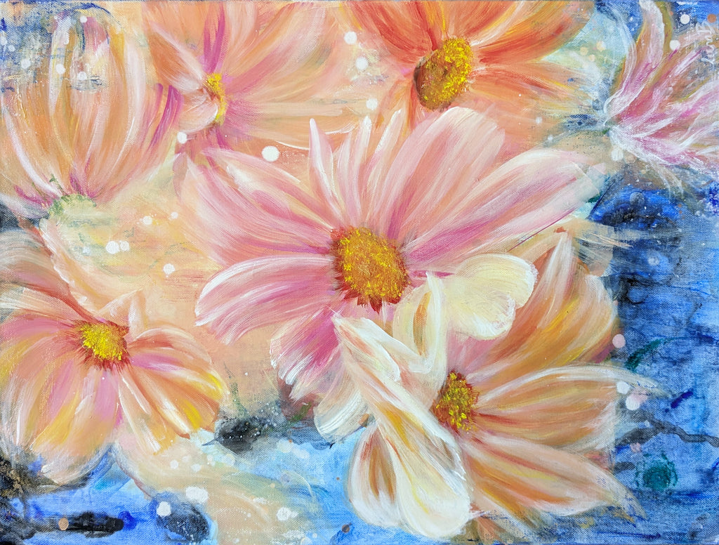 SOLD OUT | Peachy Cosmos | 61cm x 46cm | Original Acrylic