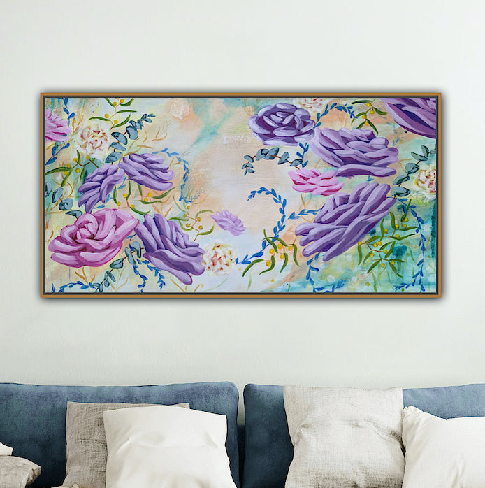 SOLD OUT | Spring Roses Purple Waltz | 101cm x 51cm | Original Acrylic